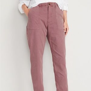 High-Waisted Straight Canvas Workwear Cargo Pants for Women
